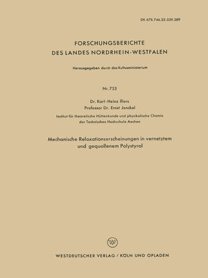 cover image of Mechanische Relaxationserscheinungen in vernetztem und gequollenem Polystyrol